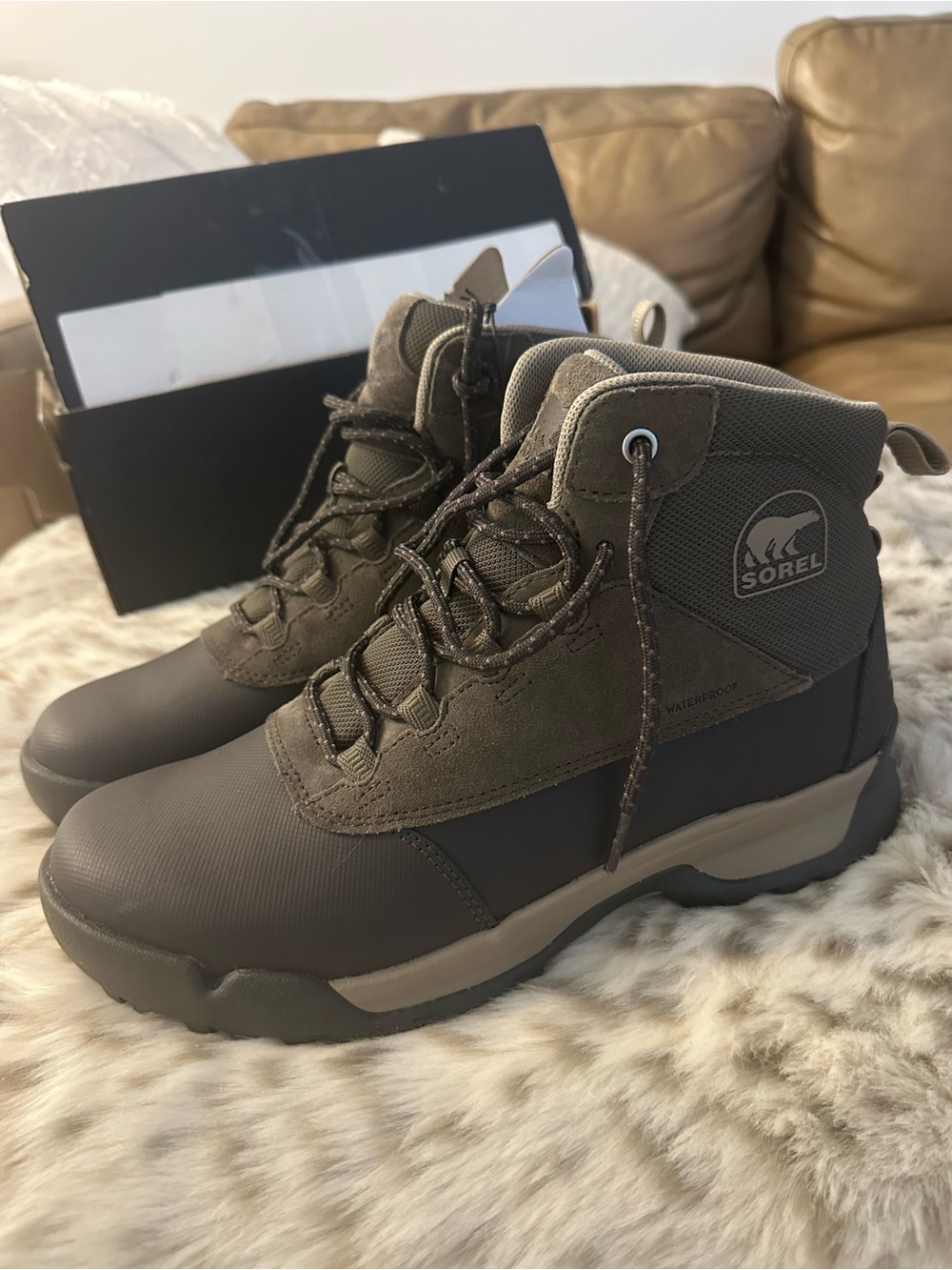 Sorel BUXTON LITE WATERPROOF Men's Olive Brown Waterproof Lace-Up Boots